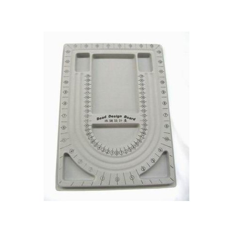 Perlebakke, kort model, grå plast med velour, med cm og tommer. 23,5x32,5 cm