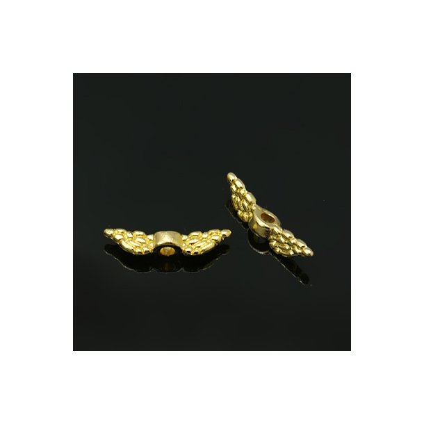 Golden brass bead, tube with wings, 12x2.5mm, 20pcs.