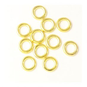 Gold coloured bead, ring, 10mm, 20pcs.