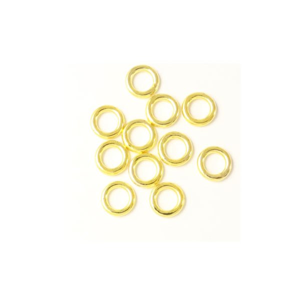 Gold coloured bead, ring, 10mm, 20pcs.