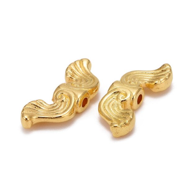 Soft shaped wing beads, golden metal bead, 19x7,5mm, 10pcs.