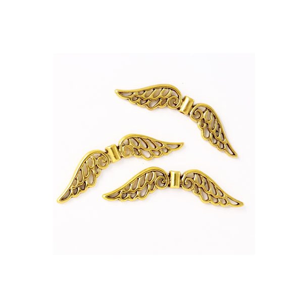 Antigue golden bead, tube with perforated wings, 51x13mm, 3pcs.