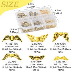 Vinge-perle st, mix i plastske, 6 slags, antik gyldent metal, ca. 80 stk