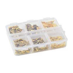 Vinge-perle st, mix i plastske, 6 slags, antik gyldent metal, ca. 80 stk