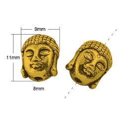 Buddha-Kopf, antikgoldfarbene Perlen, 4 Stk.