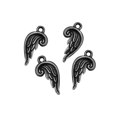 6 stk, Oxyderet perle, vinge-vedhng, 18x8 mm,