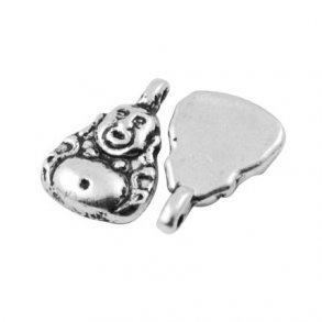 Buddha mit Öse, Tibetanisches Silber, versilbertes Tinn, 18x12 mm, 6 Stk