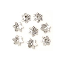 Perlenschale, antiksilberfarben, gebogene Blume, 9x1 mm, 20 Stk.