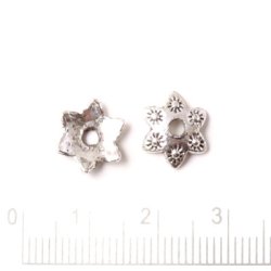 Perlenschale, antiksilberfarben, gebogene Blume, 9x1 mm, 20 Stk.
