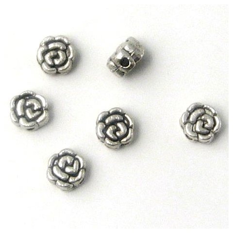 50 Stk., Tibetanisches Silber, Blumen, klein, 7x3 mm