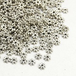 50 Stk., oxidiert, silberfarbene Perlen, Blume, klein, 4 mm