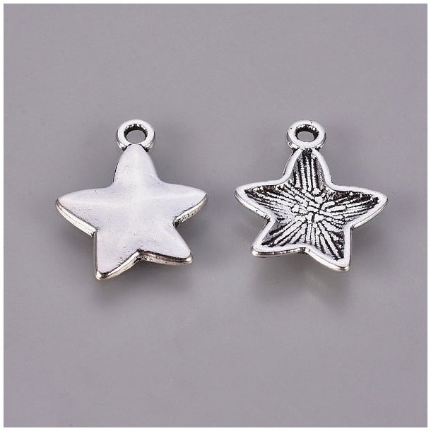 Christmas star, Antique silver charm, alloy, 19,5x16x2mm, 6pcs.