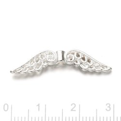 R�hrchenperle mit Fl�geln, versilbertes Metall, 30x7,5 mm, 10 Stk.