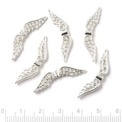 R�hrchenperle mit Fl�geln, versilbertes Metall, 30x7,5 mm, 10 Stk.