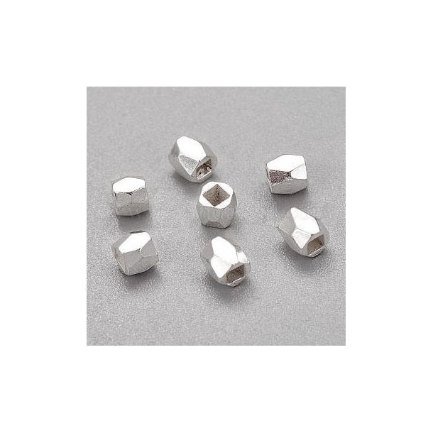 silver-colored metal bead, facetted bead, 3x3mm, 20pcs.