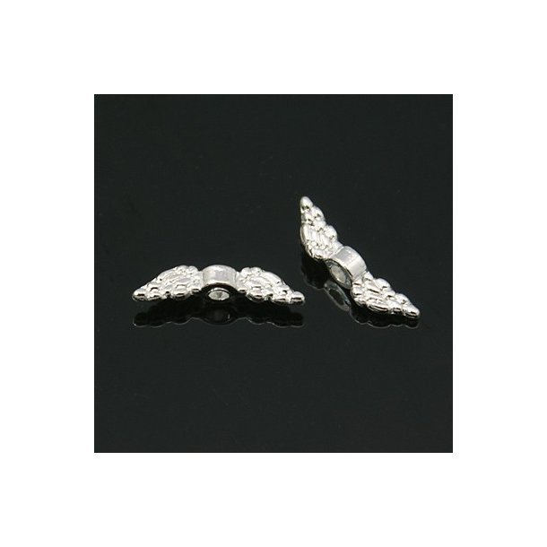 10pcs., silver-plated bead, tube with wings, 12x2.5mm.