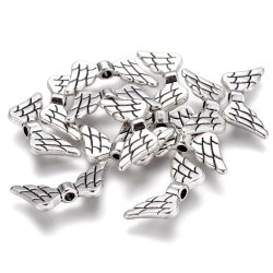 Perle mit fl&uuml;geln, Antiksilberfarbene Perle, metall, 19x9, 10 Stk.