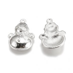 Schneemann, silbernes metall Anhänger, 26x17x3.5mm, 4 Stk.