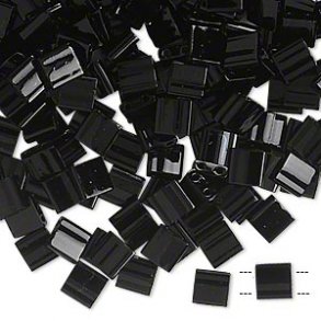 Miyuki Tila-Perlen, opak, glänzend schwarz, 5x5 mm, 10 Gr, ca. 120 Stk