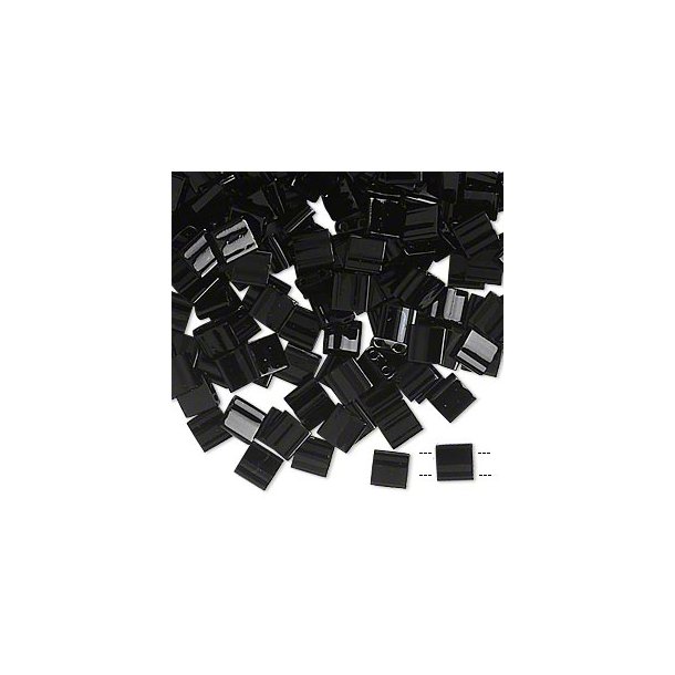 Miyuki Tila bead, opaque, shiny black, 5x5mm, 10gr. ca. 120pcs