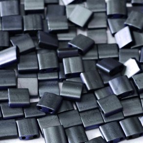 Miyuki Tila, two-hole-bead, opaque, matte dark blue, 5x5x2mm, 10g, 110pcs