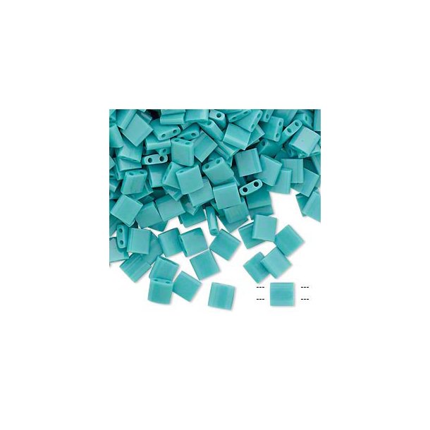 Tila bead, opaque, turquioze, square shaped, 5x5mmm 10gr, 110pcs.