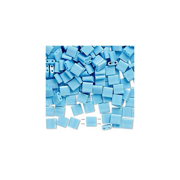 Tila bead, opaque, light blue, square shaped, 5x5mmm 10g, 110pcs