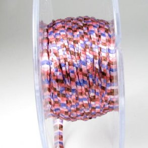 Seidenband, gestreift pink-blau-braun, 3 mm breit, 2 Meter