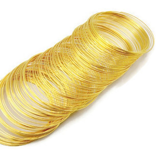 Memorywire, gilded steel, 55mm diameter for bracelet, thickness 0.6 mm. 12 loops.
