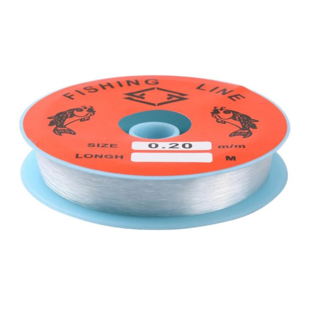 Nylon beading thread, full spool, transparent, thickness 0.2mm, 100m
