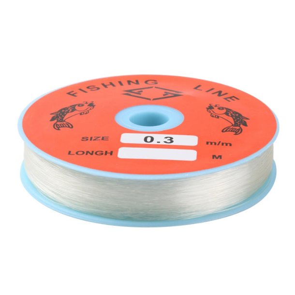 Nylon beading thread, full spool, transparent, thickness 0.3mm, 100m