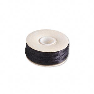 Nymo-Perlenfaden, Größe B (Stärke 0,203 mm), extrem stark, schwarzes Nähgarn für Schmuck, 65 m