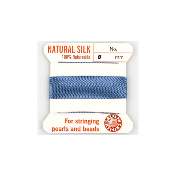 Silk beading thread for pearl necklaces, light blue, thickness, 0.6mm, 2 m