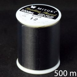 Miyuki-Perlenfaden, Gr&ouml;&szlig;e B, Farbcode 12, schwarz, Gro&szlig;kauf, 500 m