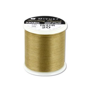 Miyuki beading thread, size B, color code 20, antique golden, 50m