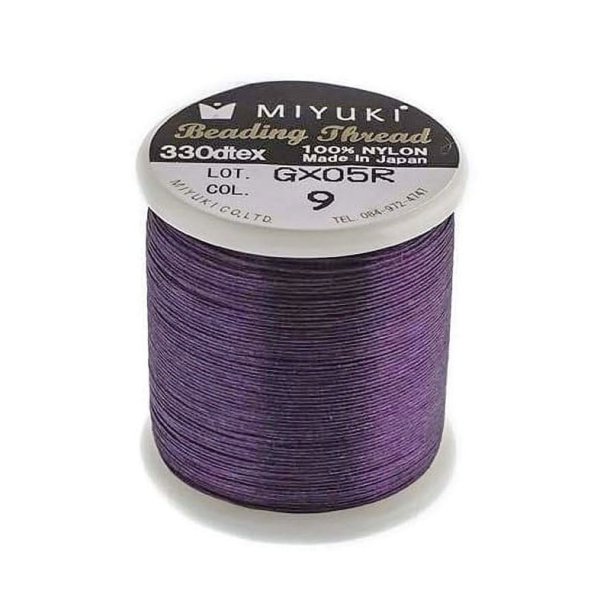 Miyuki beading thread, size B, color code 9, dark purple, 50m