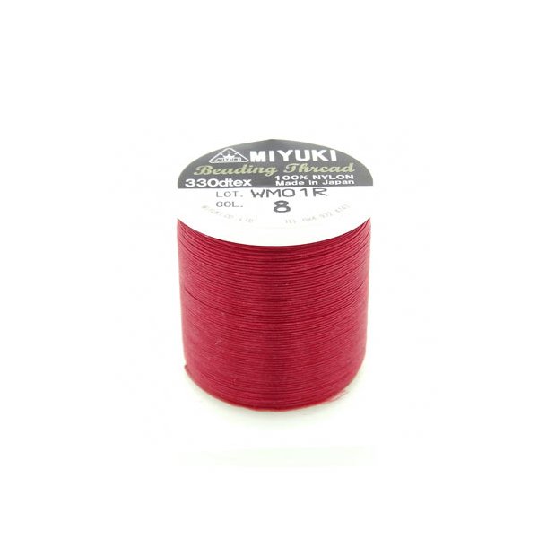 Miyuki beading thread, size B, color code 8, red, 50m