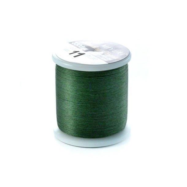 Miyuki beading thread, size B, color code 11, dark green, 50m