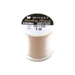 Miyuki-Perlenfaden, Gr&ouml;&szlig;e B, Farbcode 19, pfirsichfarben, 50 m
