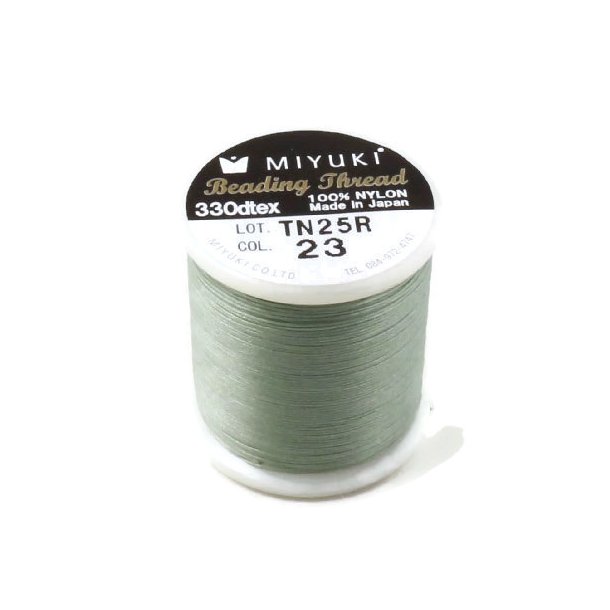 Miyuki beading thread, size B, color code 23, Carribean Grey, 50m