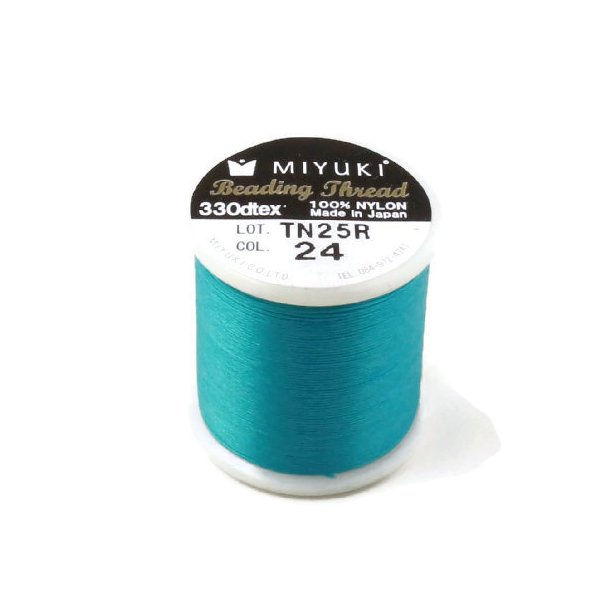 Miyuki beading thread, size B, color code 24, dark teal, 50m