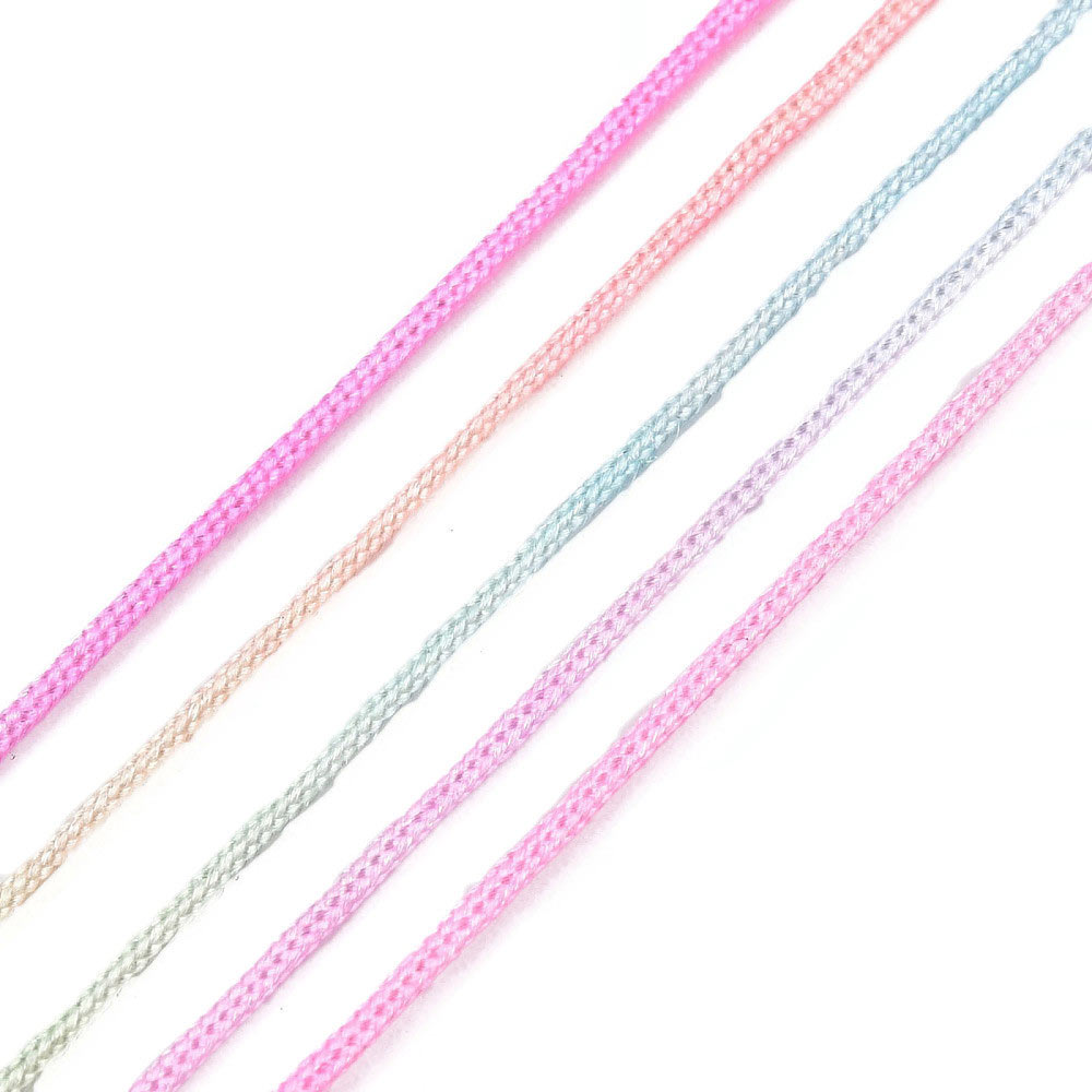 Polyesterkordel, Mix, rosa, blau, orange, orange, grün, pastellfarben 0,9 mm, 2 m.