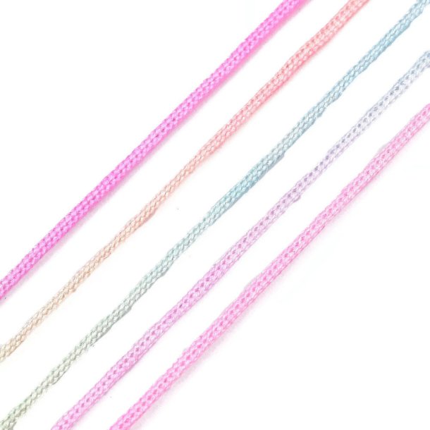 Polyester cord, mix, pink, blue, orange, orange, green, pastel 0.9 mm, 2 m.