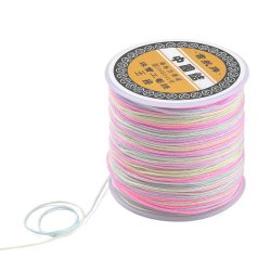 Polyesterkordel, Mix, rosa, blau, orange, orange, gr&uuml;n, pastellfarben 0,9 mm, 90 m.