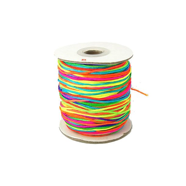 Polyestersnor, regnbue farvet, tykkelse ca. 1,2 mm, 2 m.