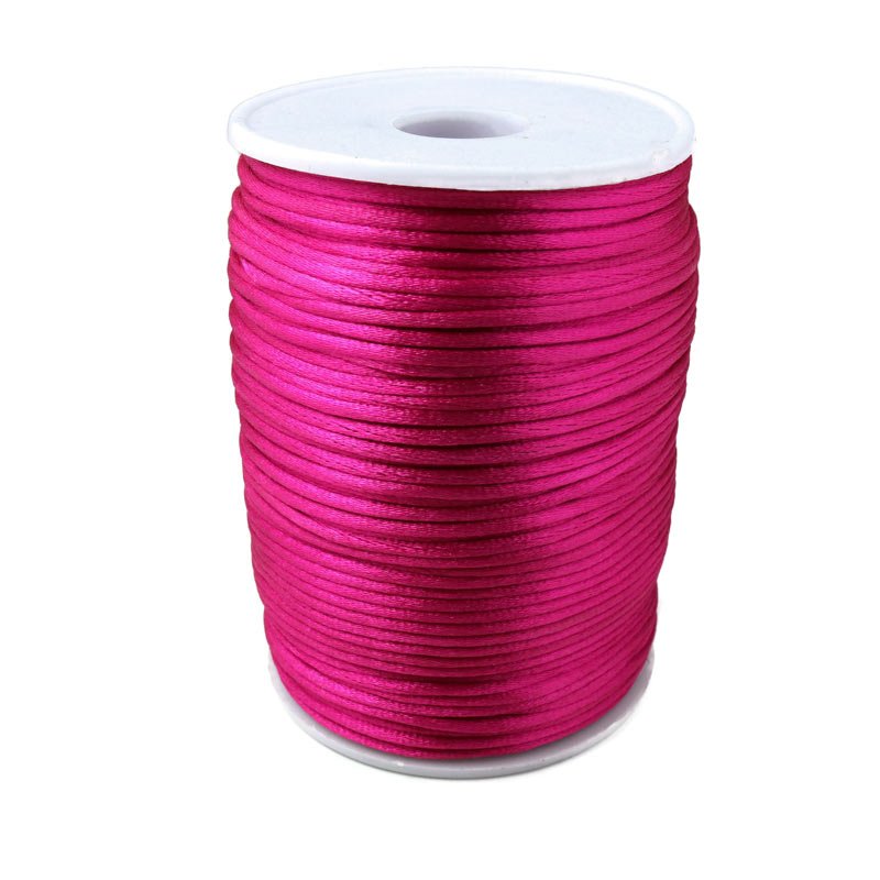 Satinsnor, Hel Rulle, Rund, Magenta, Tykkelse Ca 2-2,5 mm, 70 m til Smykkefremstilling