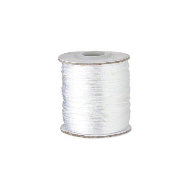 Satin cord, complete reel, round, white, ca. 1mm, 60m