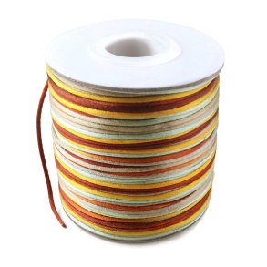 Satinschnur, ganze Rolle, rund, mehrfarbig, braun-gr�n, Dicke ca. 1 mm, 60 m