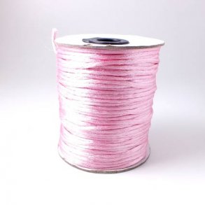 Satin cord, round, full spool, pink, thickness 2-2.5mm, 45m