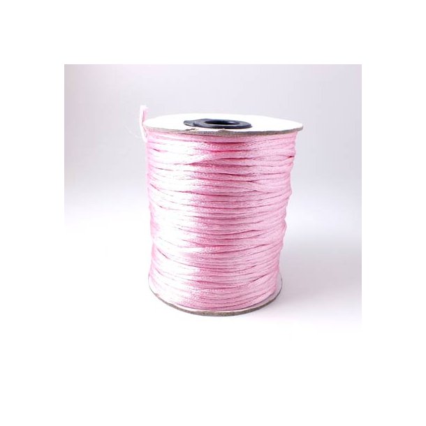 Satin cord, round, full spool, pink, thickness 2-2.5mm, 45m